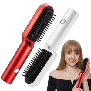 USB Rechargeable Hot Air Styling Brush — 2-in-1 Straightener & Curler