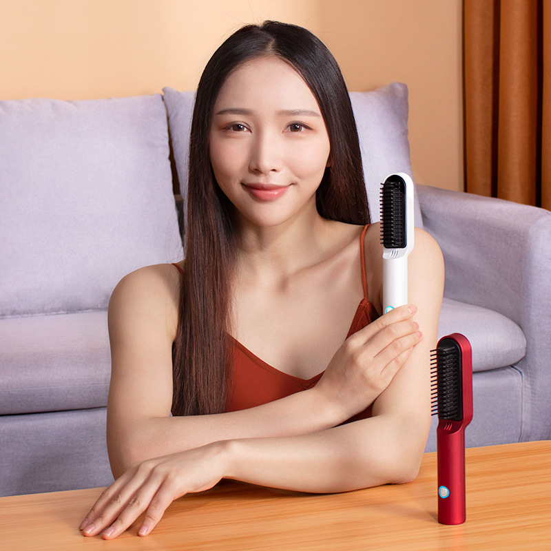 USB Rechargeable Hot Air Styling Brush — 2-in-1 Straightener & Curler — view 7