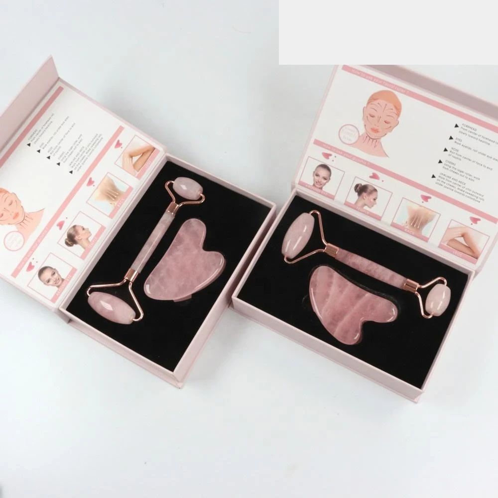 Real Heart-Shaped Red Jade Gua Sha & Roller Set - Image 2