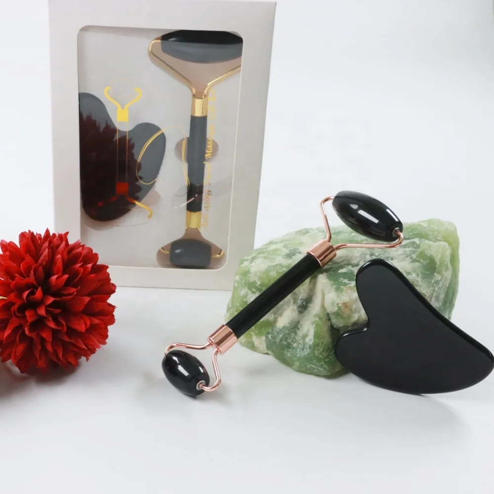 Real Heart-Shaped Red Jade Gua Sha & Roller Set - Image 4