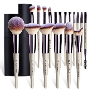 18-Piece Champagne Gold Face Makeup Brush Set