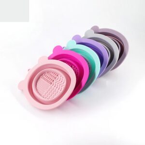 Portable Silicone Makeup Brush Cleaning Mat & Bowl