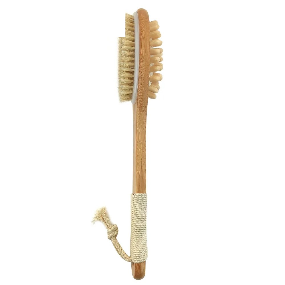 Bamboo Long Handle Dry Body Brush & Back Massager