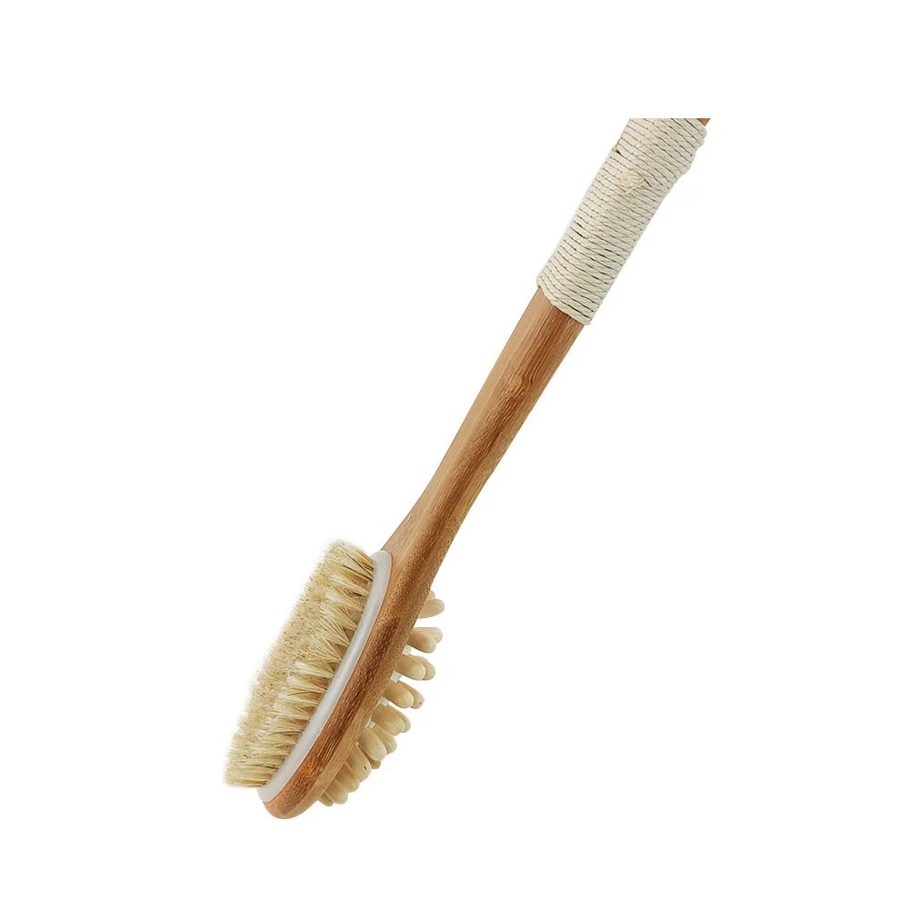 Bamboo Long Handle Dry Body Brush & Back Massager - Image 2