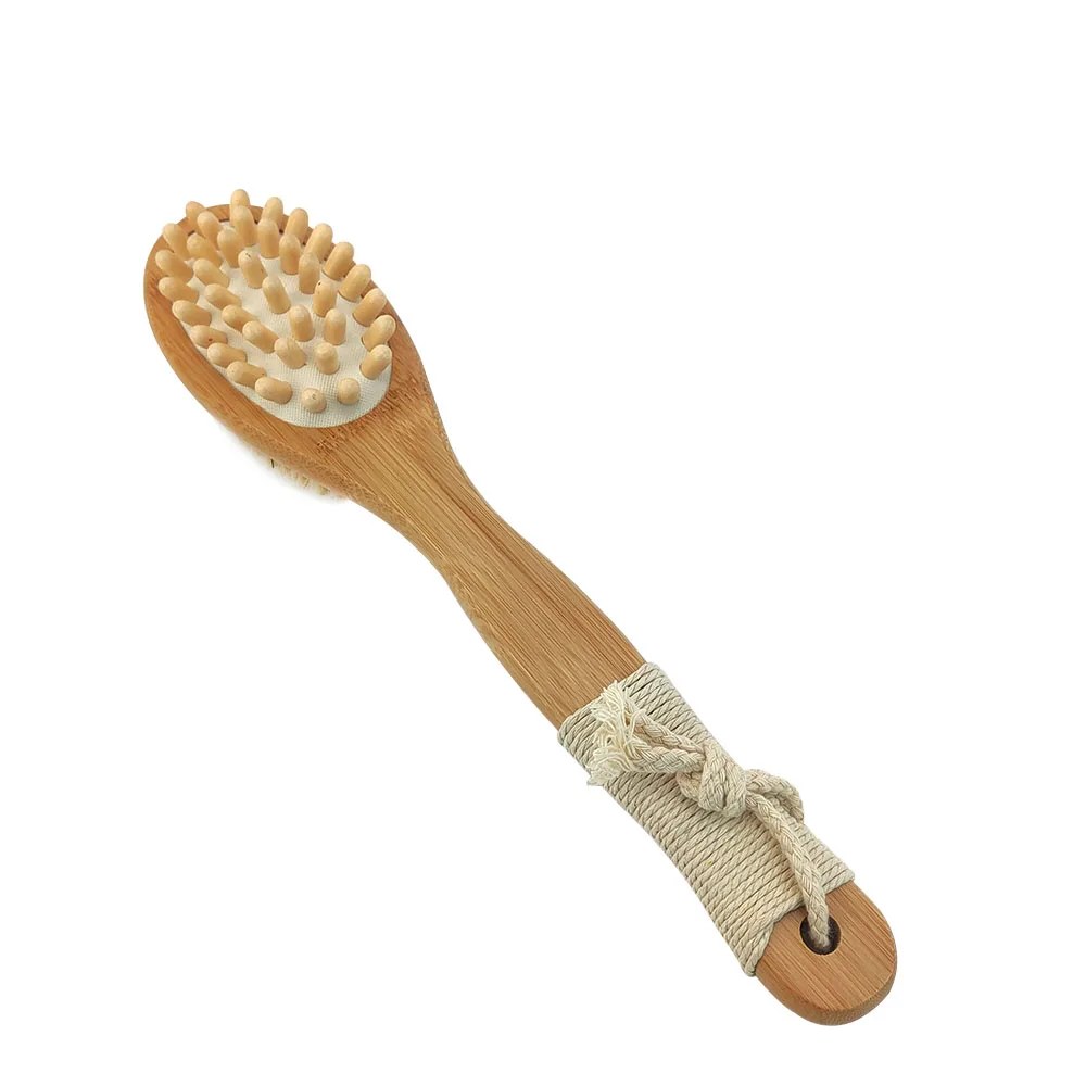 Bamboo Long Handle Dry Body Brush & Back Massager - Image 3