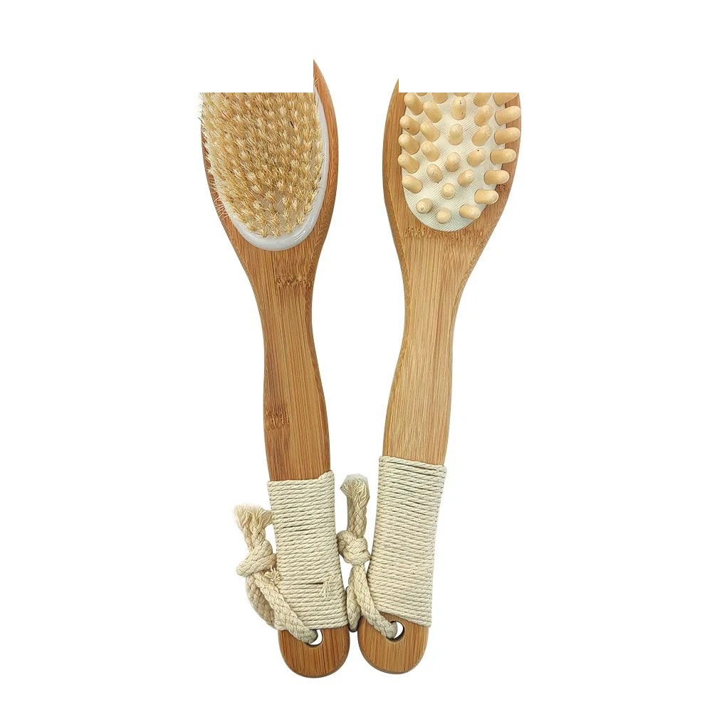 Bamboo Long Handle Dry Body Brush & Back Massager - Image 4