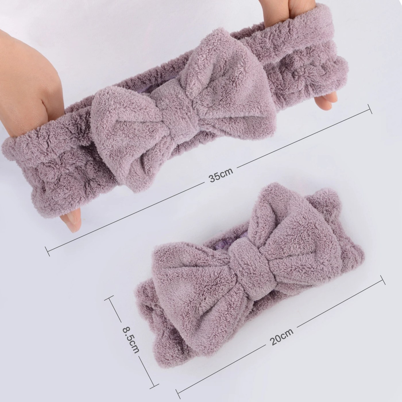 Soft Coral Fleece Bow Spa Headband for Makeup - photo 3