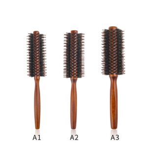 Boar Bristle Round Hair Brush with Wooden Handle