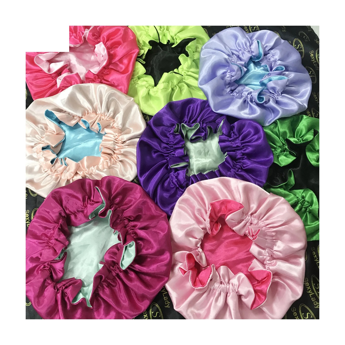 Reversible Double Layer Satin Sleep Bonnet for Women