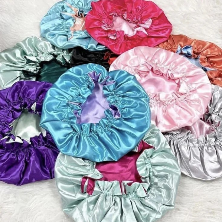 Reversible Double Layer Satin Sleep Bonnet for Women - photo 5