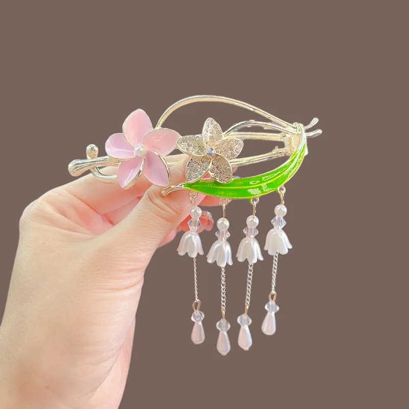 Pearl Flower Alloy Hair Clips for Women - photo 3