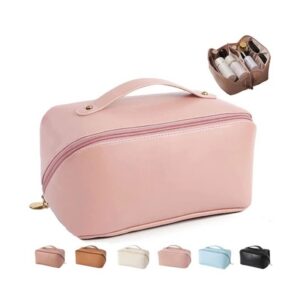 Large PU Leather Hanging Travel Makeup Bag with Zipper