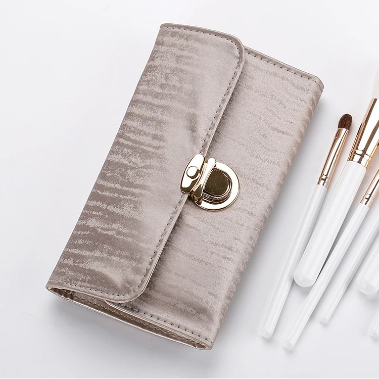 Portable Khaki Makeup Brush Holder and Cosmetic Bag - photo 3