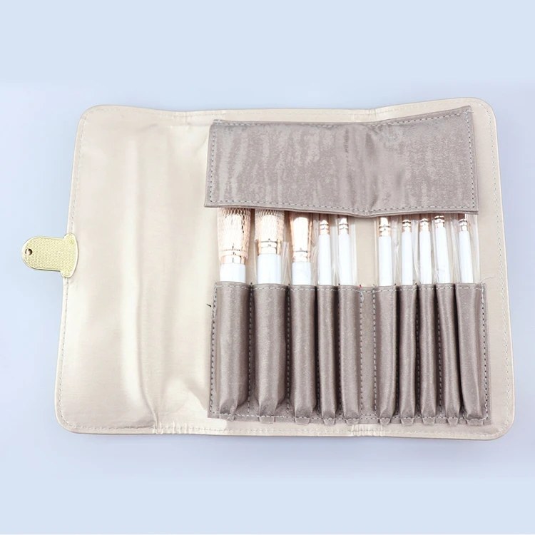 Portable Khaki Makeup Brush Holder and Cosmetic Bag - photo 5