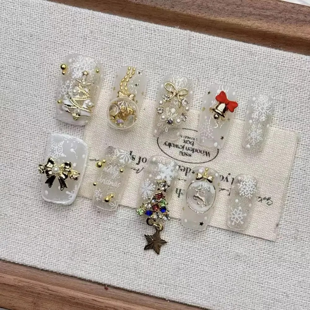 Handmade Christmas Colourful Short Press On Nails Set - photo 4