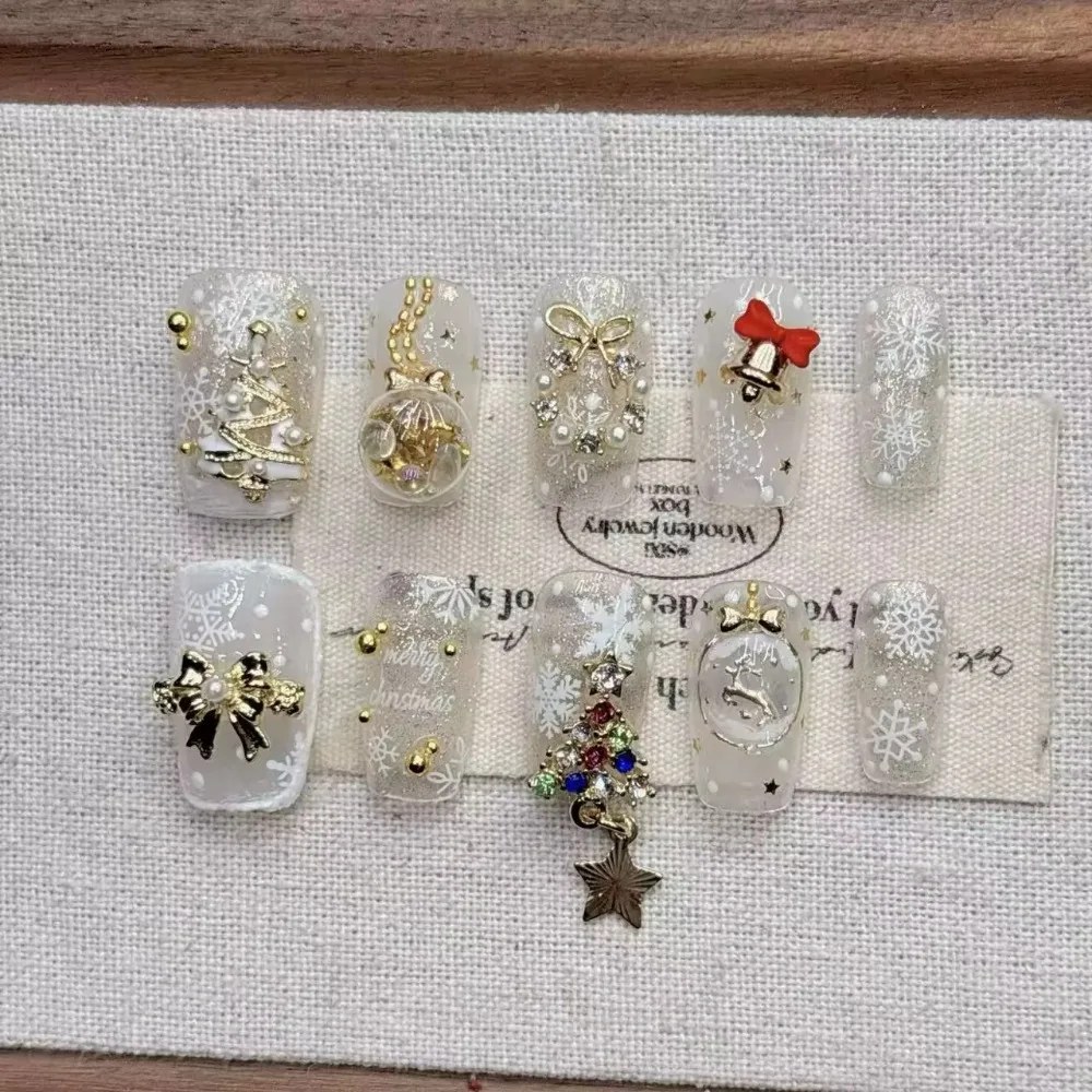 Handmade Christmas Colourful Short Press On Nails Set - photo 5