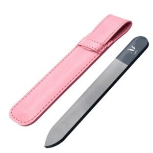 Black Nano Nail File with Pink Leather Case