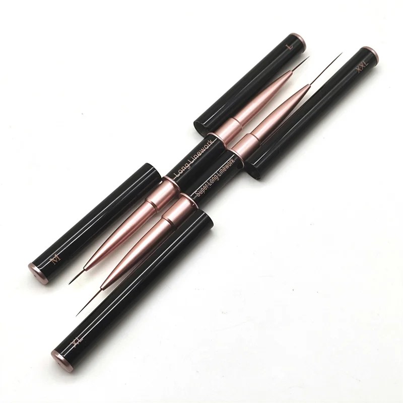 Dual-Ended Long Nail Art Liner Brush with Black Metal Handle - photo 2